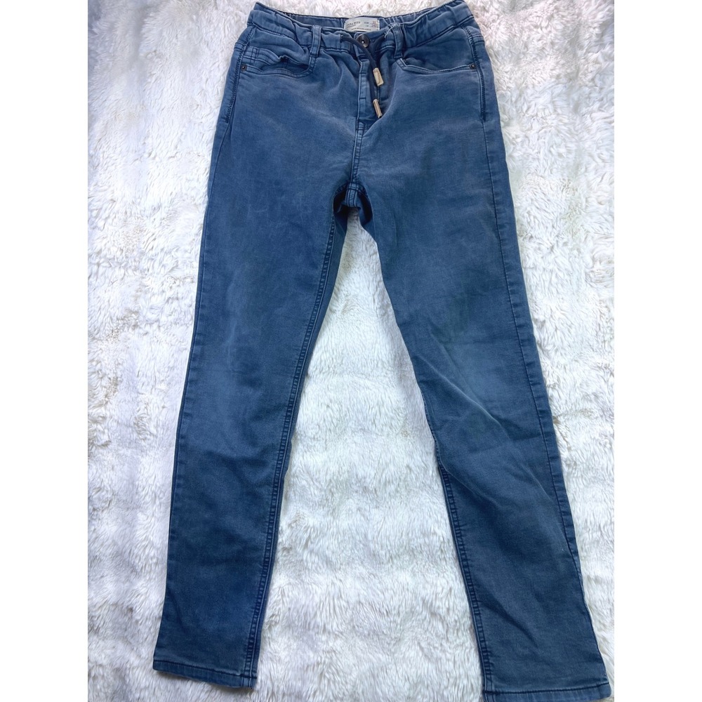 Zara Boys Blue Slim Fit Drawstring Jeans Size 10 140cm Medium Wash Denim A42